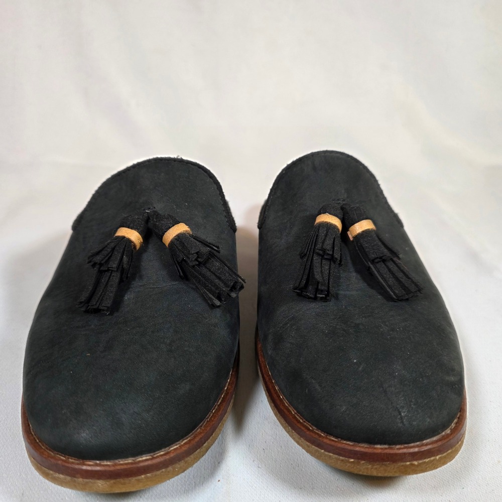 Sperry Seaport Levy Womens 7 Black Nubuck Tassel Mule Loafers Preppy Academia - Picture 2 of 6
